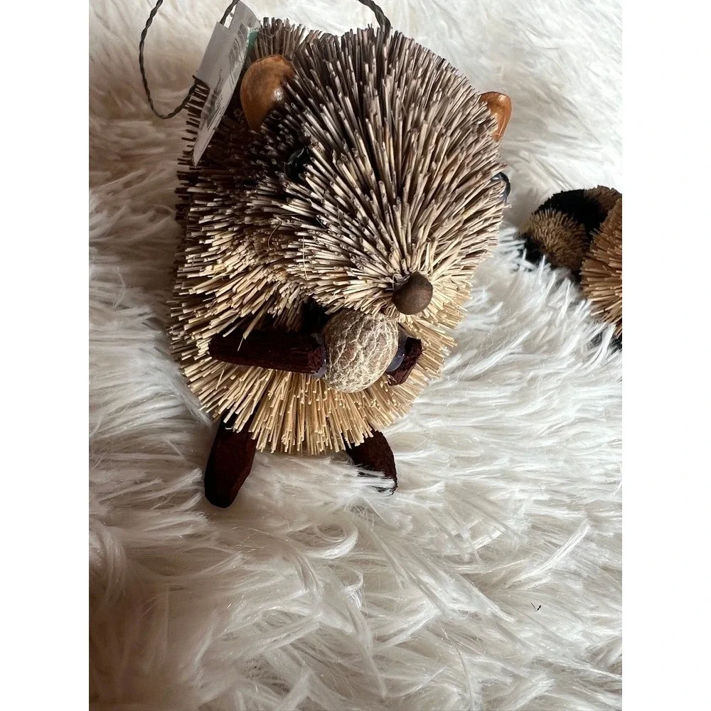 Kurt Adler Buri Fiber Woodland Ornaments Christmas Raccoon Chipmunk Rustic